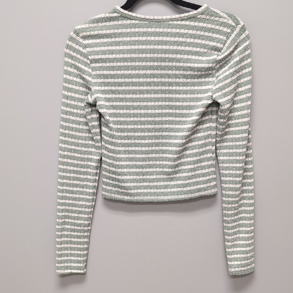 Antistar Striped Green and White Women's Top Size Small - Picture 3 of 4
